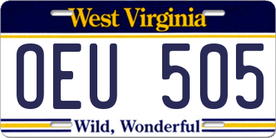 WV license plate OEU505