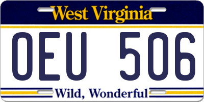 WV license plate OEU506