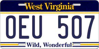 WV license plate OEU507