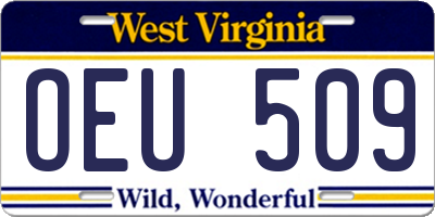 WV license plate OEU509
