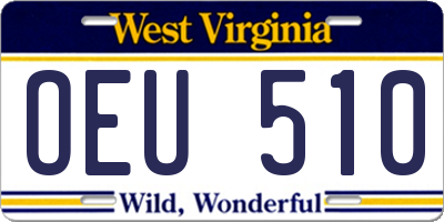 WV license plate OEU510