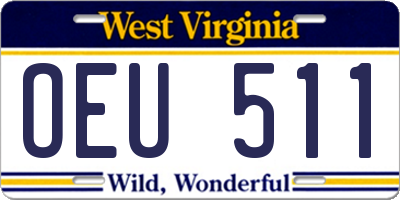 WV license plate OEU511
