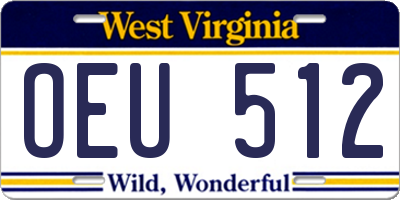 WV license plate OEU512