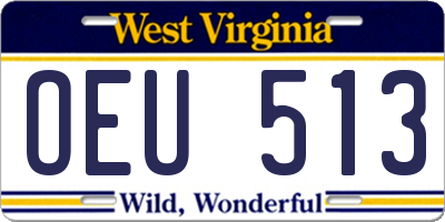 WV license plate OEU513