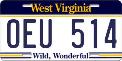WV license plate OEU514