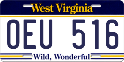 WV license plate OEU516