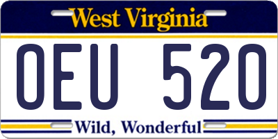 WV license plate OEU520