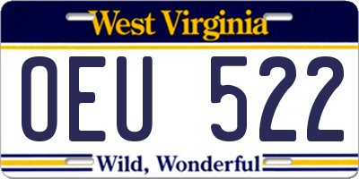 WV license plate OEU522
