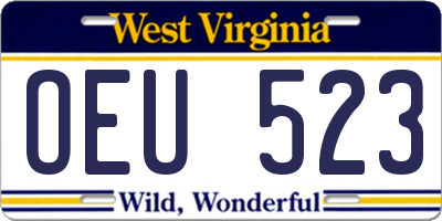 WV license plate OEU523