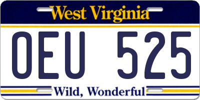 WV license plate OEU525