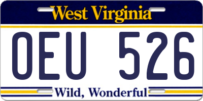 WV license plate OEU526