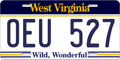 WV license plate OEU527