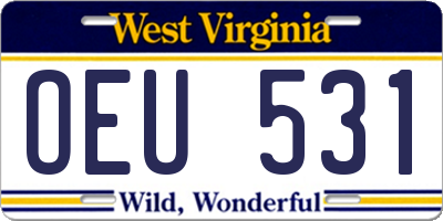 WV license plate OEU531