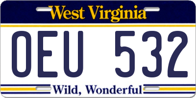 WV license plate OEU532