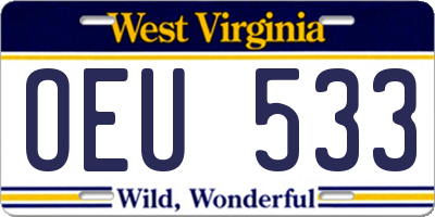 WV license plate OEU533