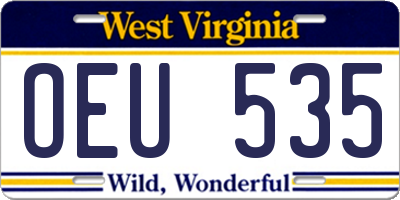 WV license plate OEU535