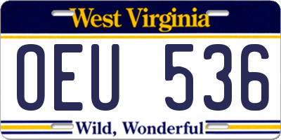 WV license plate OEU536