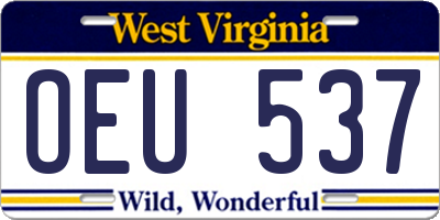 WV license plate OEU537