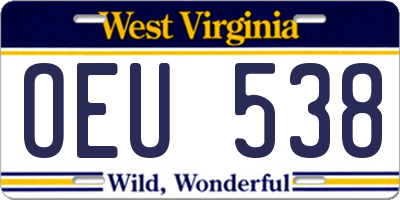 WV license plate OEU538
