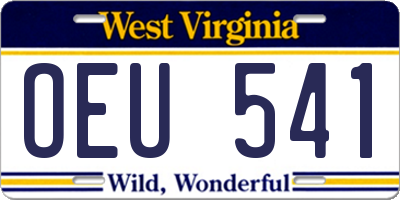 WV license plate OEU541