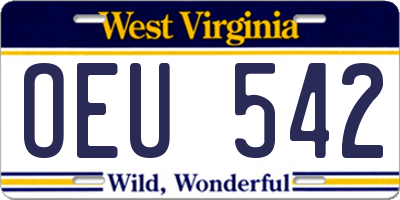 WV license plate OEU542