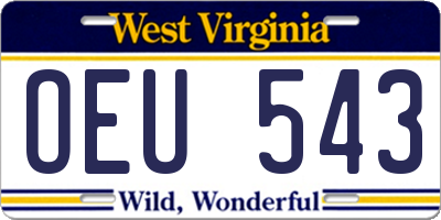 WV license plate OEU543