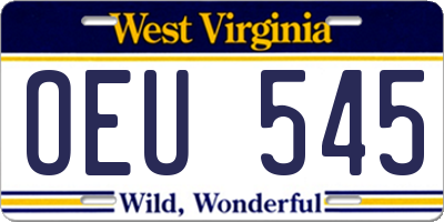 WV license plate OEU545