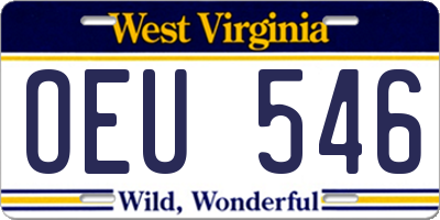 WV license plate OEU546