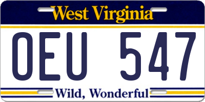 WV license plate OEU547