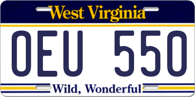 WV license plate OEU550