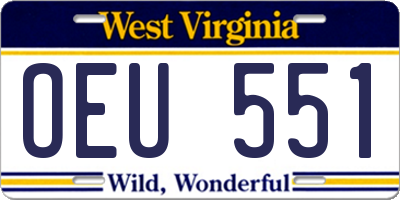 WV license plate OEU551