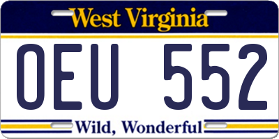 WV license plate OEU552