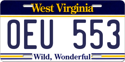 WV license plate OEU553