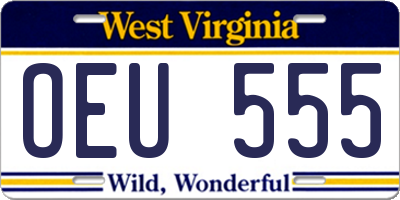 WV license plate OEU555