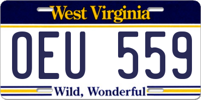WV license plate OEU559