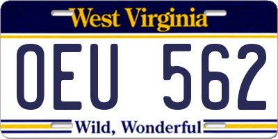 WV license plate OEU562