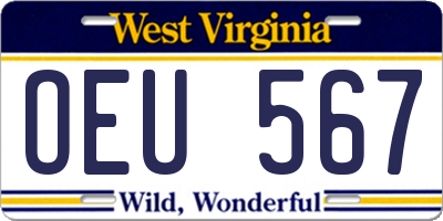 WV license plate OEU567