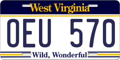 WV license plate OEU570