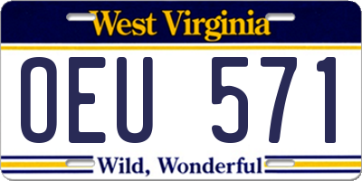 WV license plate OEU571