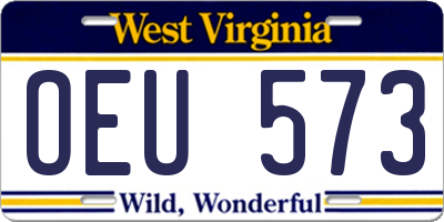 WV license plate OEU573