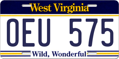 WV license plate OEU575