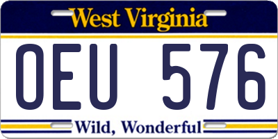 WV license plate OEU576