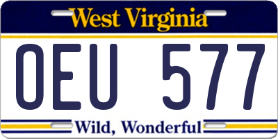 WV license plate OEU577