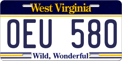 WV license plate OEU580
