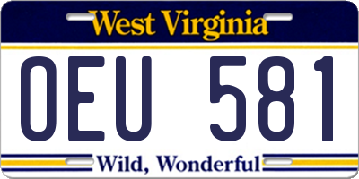 WV license plate OEU581