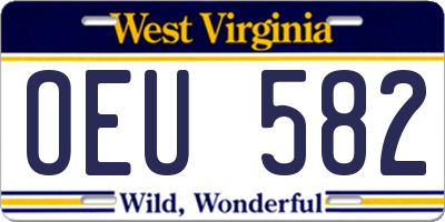 WV license plate OEU582