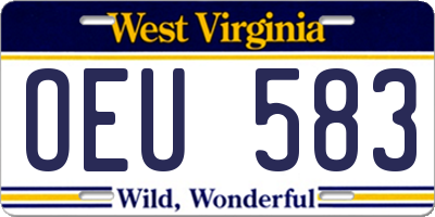 WV license plate OEU583