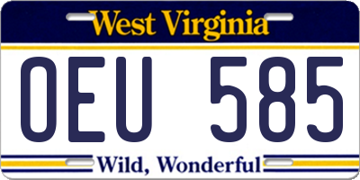 WV license plate OEU585