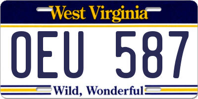 WV license plate OEU587