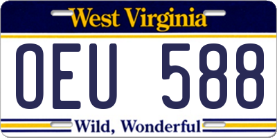WV license plate OEU588